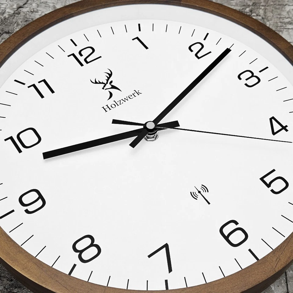 Holzwerk FELSBERG (FUNK) Holz Wanduhr, moderne 30 cm Ø Designer Funkwanduhr - Bild 4 von 4