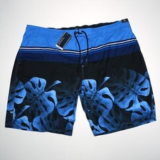 Roundtree Yorke Men's Swim Trunks 4XB Big Man Blue White Mesh Lined Swimwear NWT