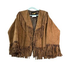 Shepplers Suede Leather Jacket Women's 16 Brown Fringe Western Cowgirl Vintage