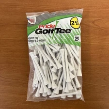Pride White Wooden Golf Tees 90 Count  2 3/4" For Fairway & 3 Woods USA MADE