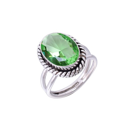 Green Amethyst Gemstone 925 Sterling Silver Jewelry Ring, Elegant Ring - Picture 3 of 4