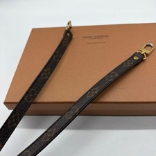 Authentic Louis Vuitton Monogram Shoulder Bag Strap Leather Brown Hardware Gold