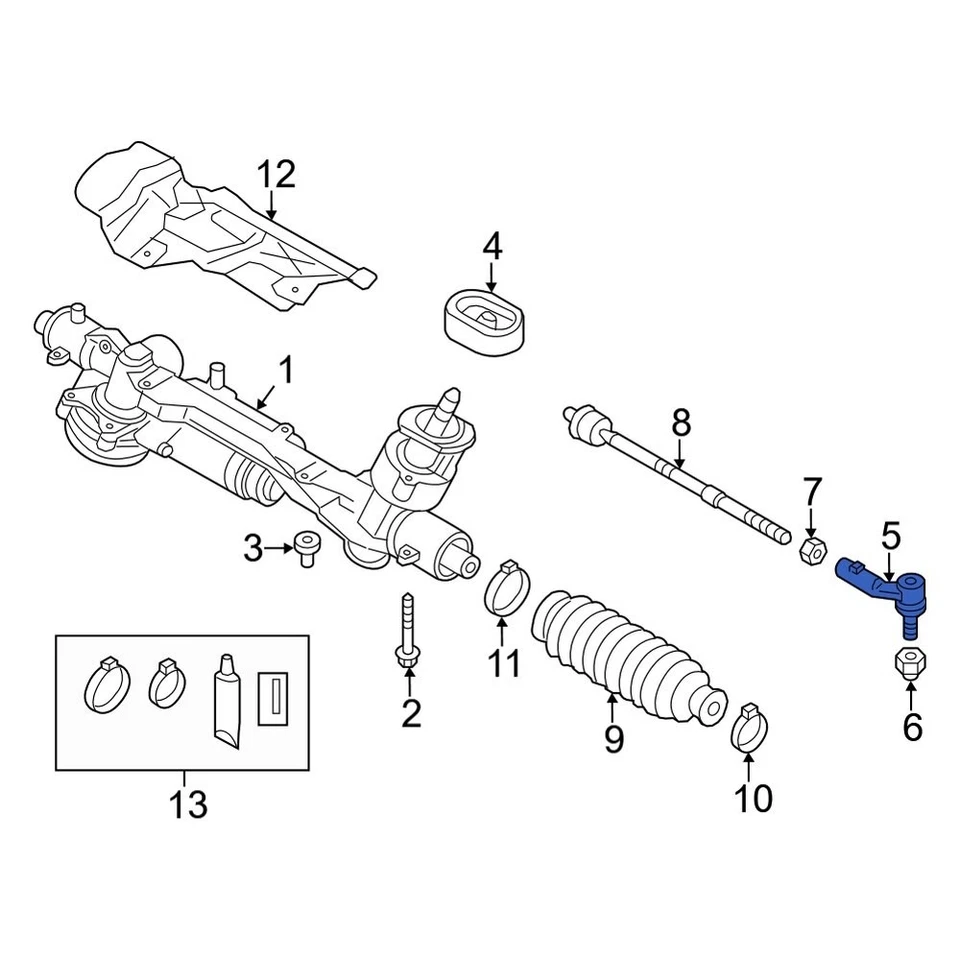 For Audi A3 2006-2020 Audi 1K0423811J Left Outer Steering Tie Rod End Foto 2 de 4