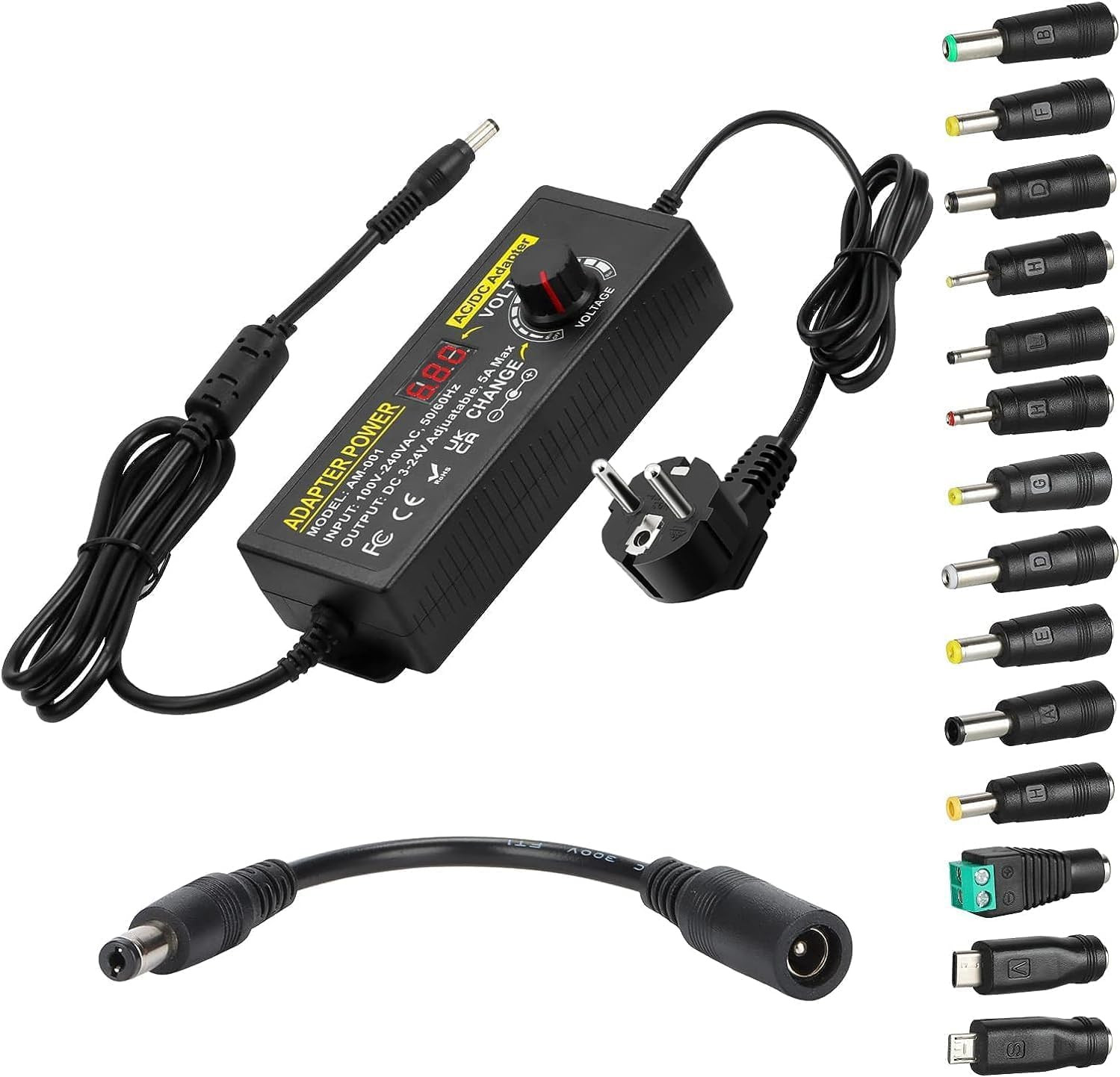 Adattatore Di Alimentazione Regolabile 3V~24V 5A 120W, Adattatore Universale AC/