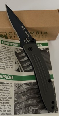 Vintage CRKT 7011M Apache III MIL-HRE ATS-34 Serrated Knife NOS Box