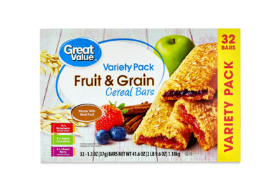 Great Value Fruit & Grain Cereal Bars, Variety Pack, 1.3 oz