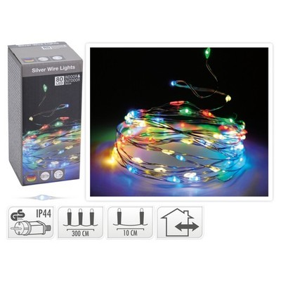 Lichterkette 80 LED's 1090cm IP44 bunt Beleuchtung Weihnachten Licht Party (K18)