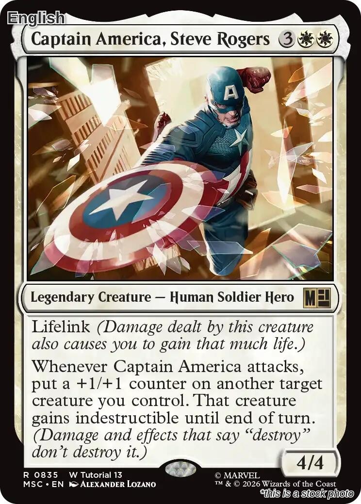 Magic Captain America, Steve Rogers 0835 Rare Commander: Marvel Super Heroes NM
