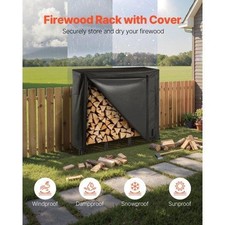 Firewood Rack with Waterproof Cover 4 ft Outdoor Firewood Holder 14 Cord 1