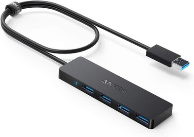 Anker USB Hub 4 Ports, Multiple 3.0 Hub, Splitter for 2 ft, Black