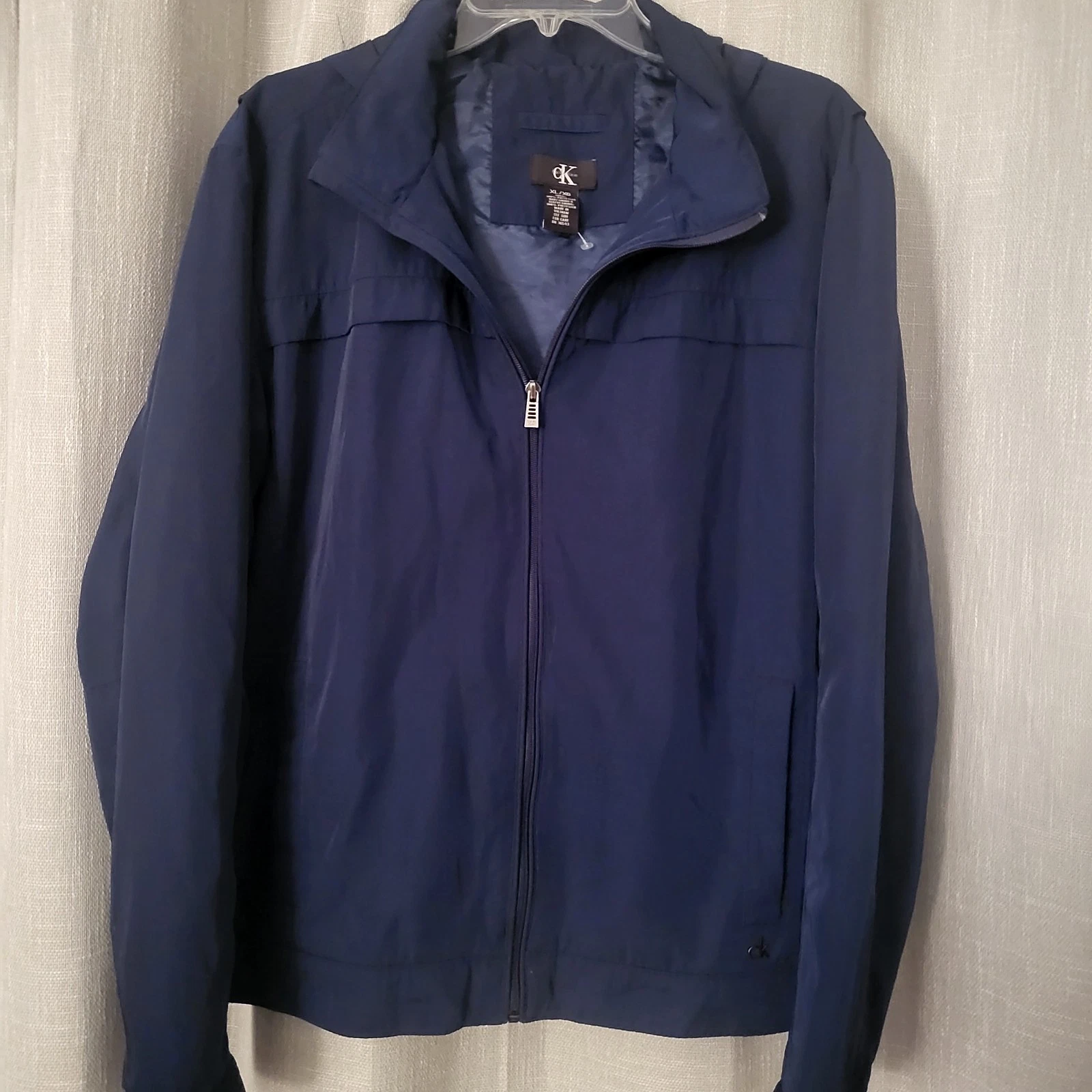 Calvin Klein Men's Blue Parka Jacket Size XL Water Resistant Hooded Coat