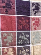 Vtg Cotton Thanksgiving Table Cloth 76 x54 Pumpkins Leaves FALL Round Corners