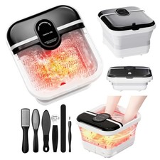 Pedicure Foot Spa with Bubble and Heat,Collapsible Foot Soaking Tub with Remo...