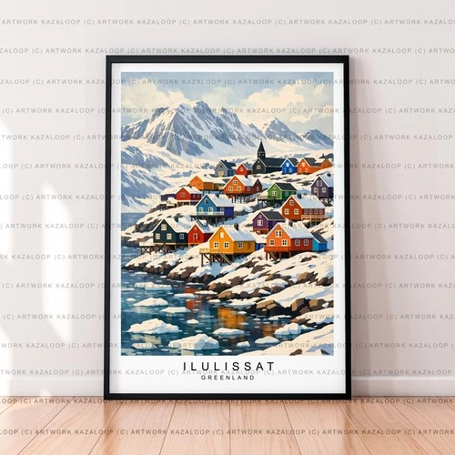 Ilulissat Greenland Unframed Illustration Print Iluliss Poster Art  Village