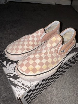 VANS Off The Wall Rose Pink Checkerboard Slip On Shoes Womens Size 7