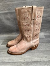 VINTAGE 90'S FRYE CAMPUS Austin floralcut out cowgirl western boots SZ 8.5M USA