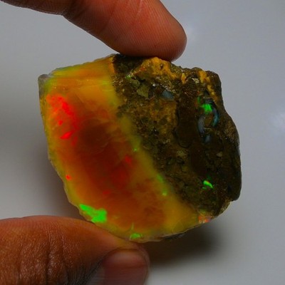 Ethiopian Oil Opal Specimen  87.95  cts Natural Rough Gemstone - Fire Opal Roug