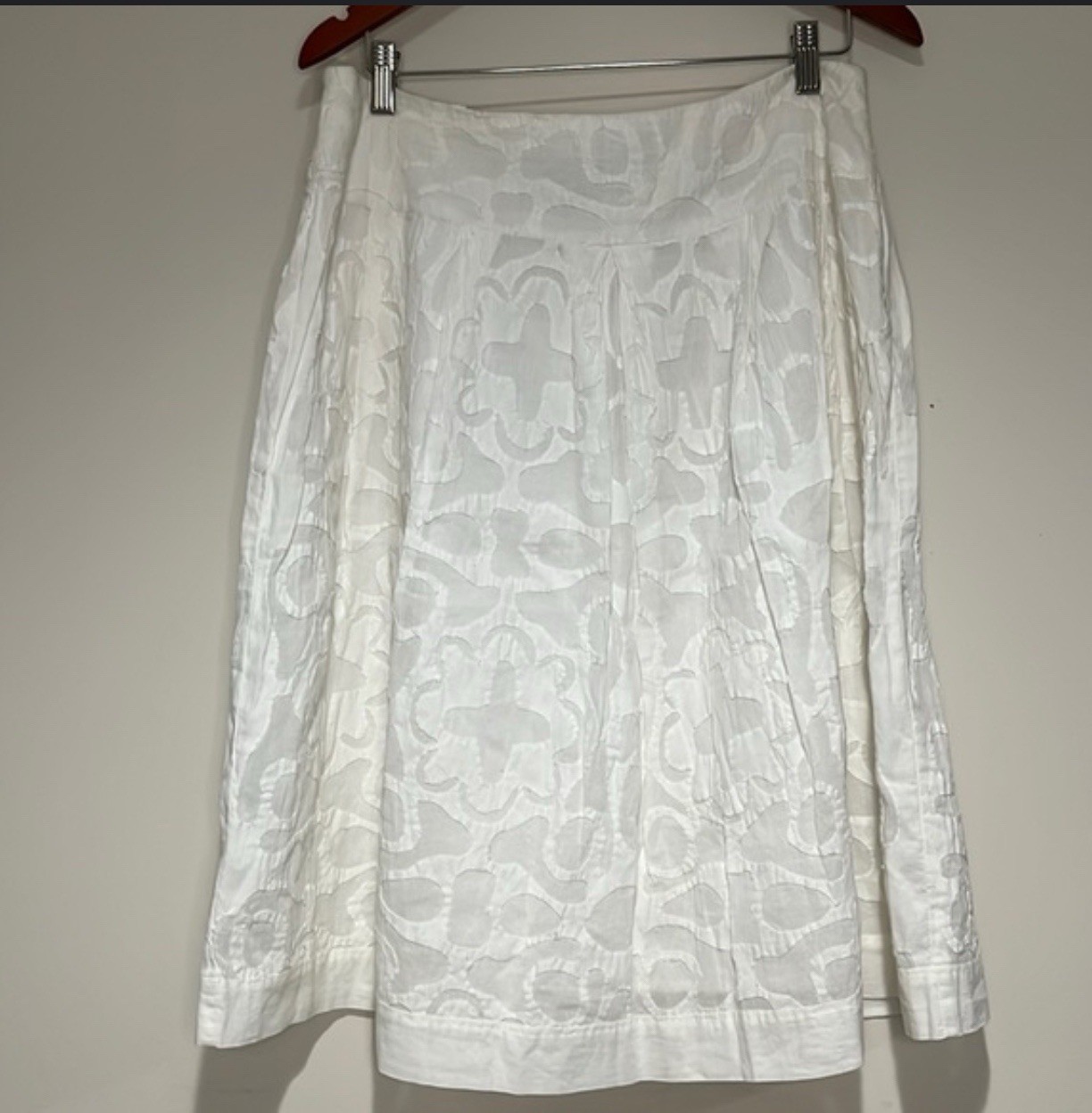 Lafayette 148 White Cotton Floral Detail Skirt Size 16 Lined
