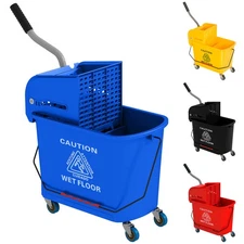 HOMCOM Compact Mop Bucket with Wringer on Wheels for Floor Cleaning 21 Quart