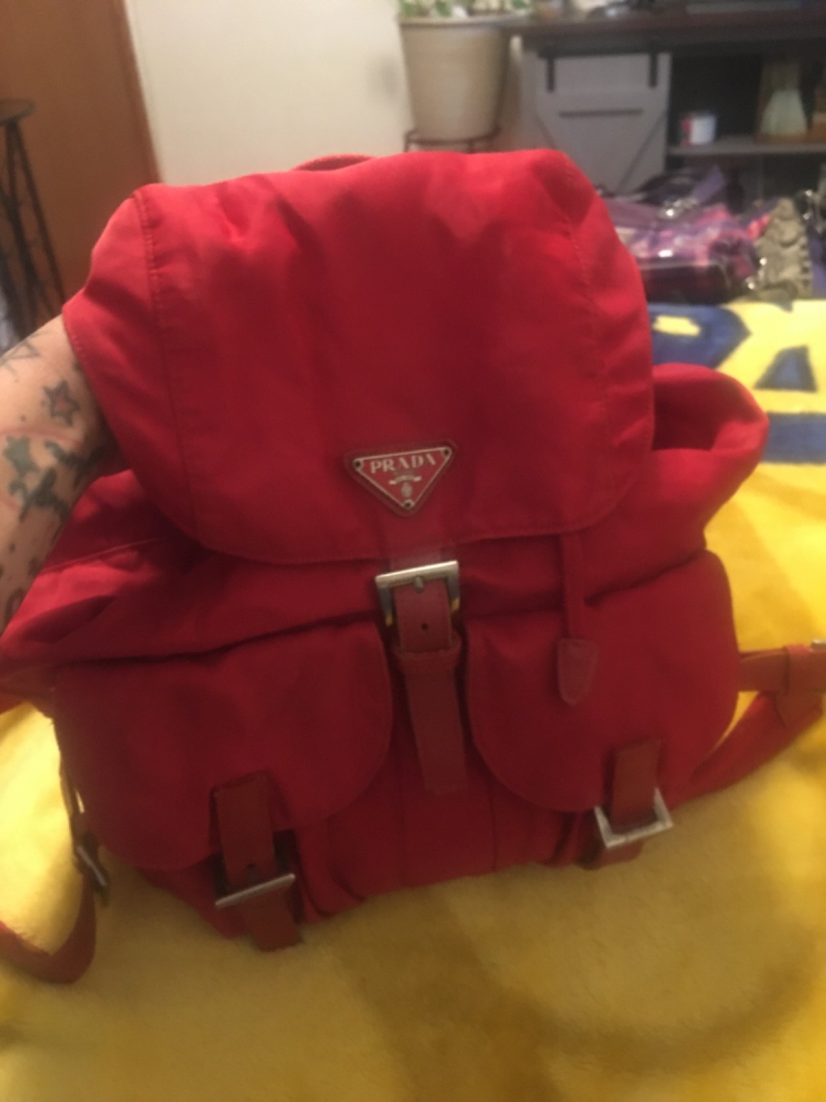 PRADA Double Backpack Medium Red Nylon - image 1