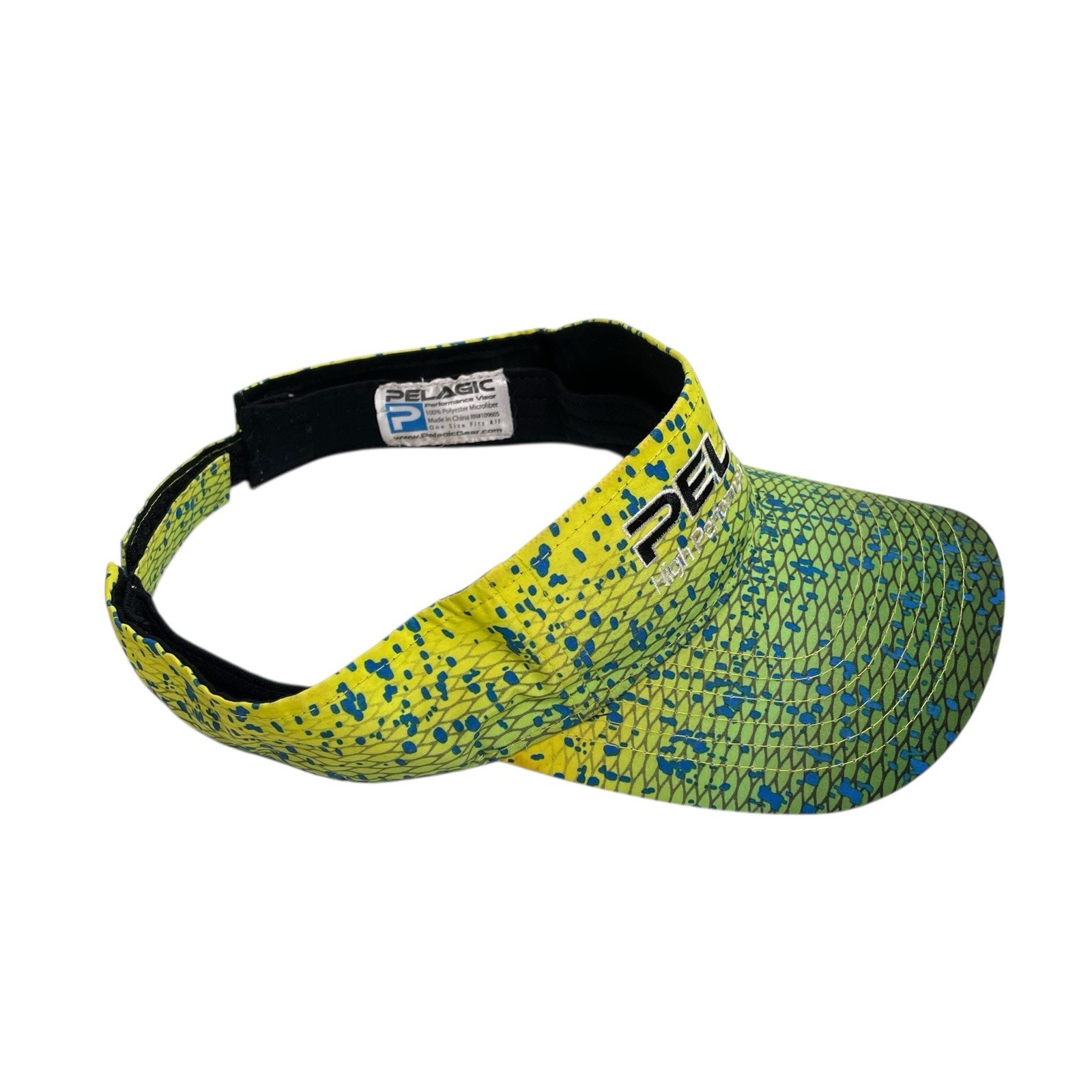 Pelagic Performance Psycho Dorado Multicolor Yellow/Blue/Green Fishing Visor Hat