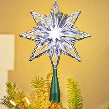 Christmas Tree Topper Star, 8in 120V UL Certified Double Sided 8-Point Star C...