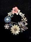 BROSCHE: Schmetterling, Blume,Vintage, Schmuck/Brosche/brooch, Rheinkiesel,Traum