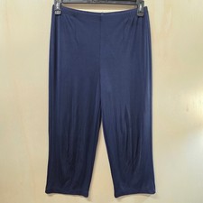 Chico's Easywear Navy Blue Pull On Crop Pants Size 1 M Stretch Travel