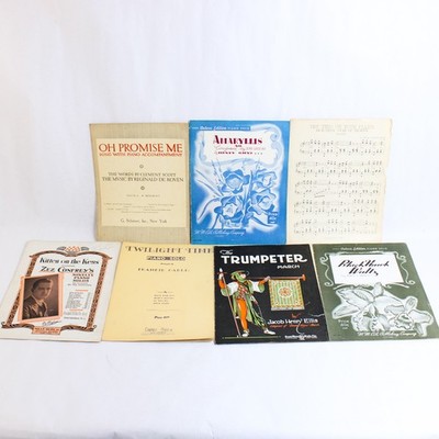 Set of 7 Antiquarian Contemporary Piano Music Sheets
