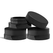 90 Pack 7ml Low Profile Thick Black Glass Jars with Black Lids - Airtight C...