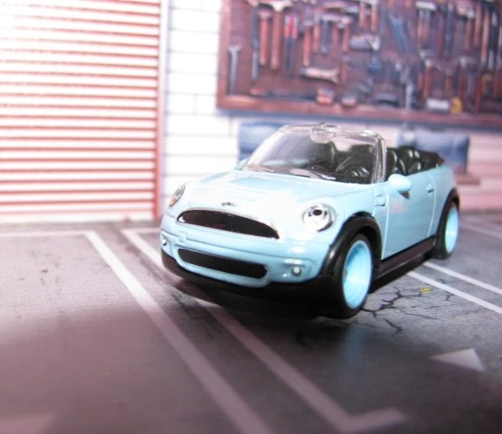 2025 Matchbox 2010 Mini Cooper S Cabrio - Blue, w/Real Riders Wheel Swap - Image 3 of 4