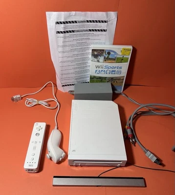 Nintendo Wii White RVL-101 White Console Bundle W/ Wii Sports Controllers Cables - Image 1 of 4