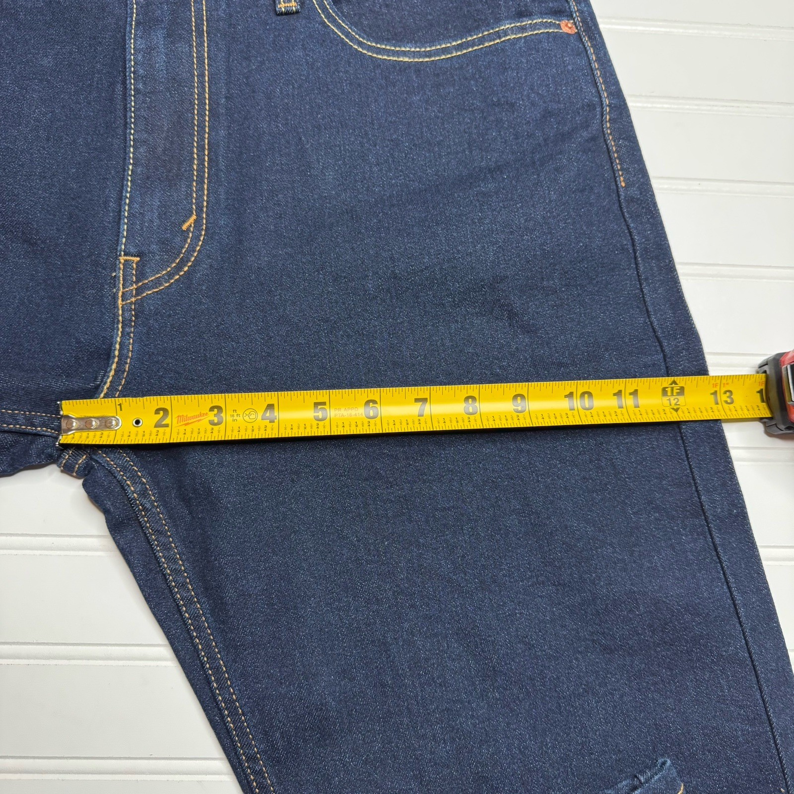 Levi's 502 Regular Fit Zip Fly Tapered Denim Jeans 36X32 Men's Dark Blue Stretch thumbnail 7