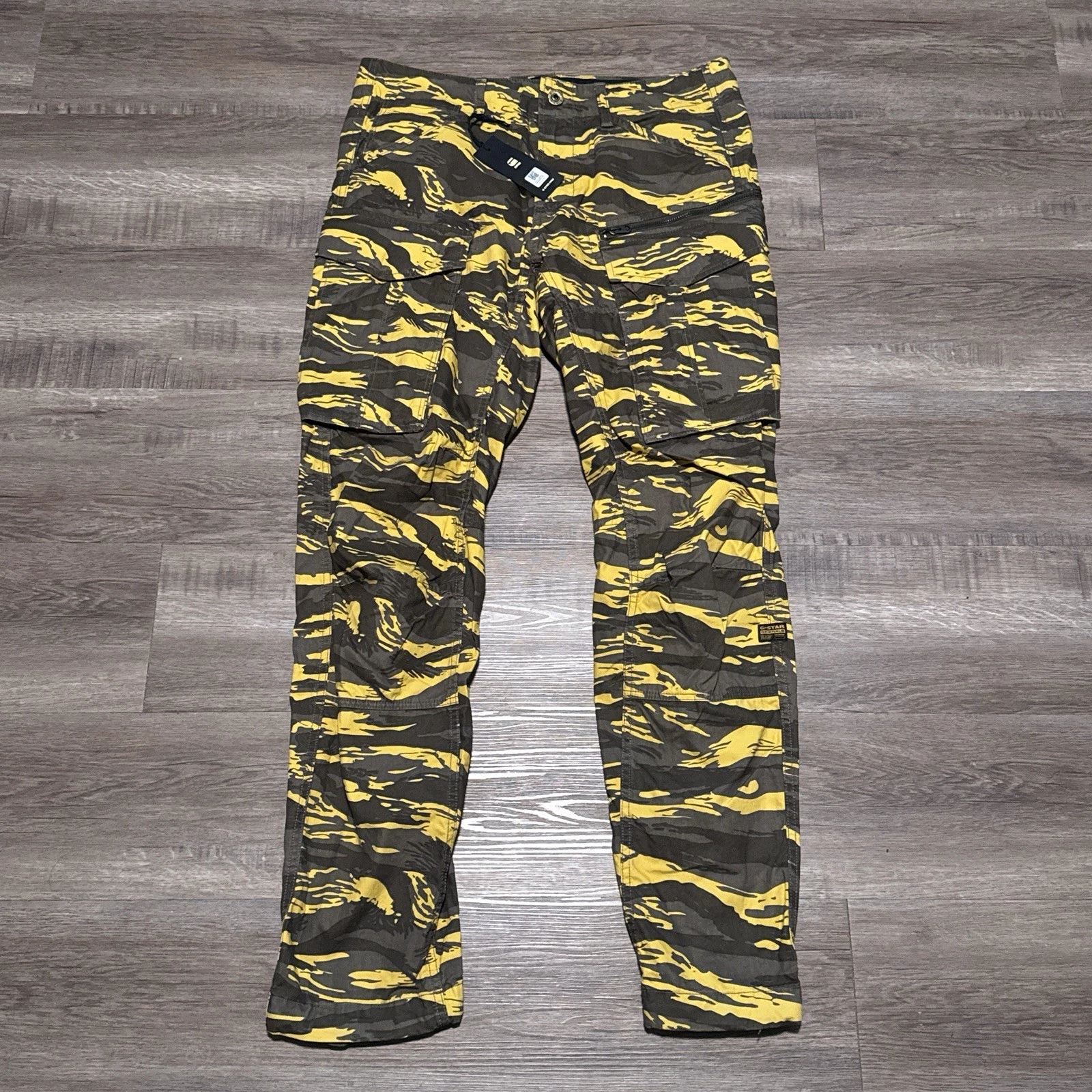 G-Star Raw Rovic Zip 3D Regular Tapered Cargo Pants Lemon Tiger Camo Men's 33x34