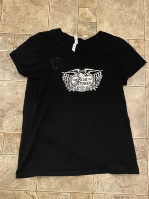 Blue October Band Concert Tour T Shirt Signed Autographed Sz 2X Black