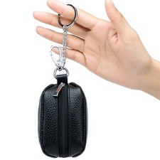 Womens Leather Coin Change Purse Mini Wallet Zip Pocket Bag with Key Ring Gift