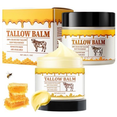 2 Pack Tallow and Honey Balm, Premium Beef Tallow and Wild Honey,Balm for Skin