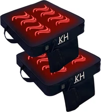 Black Stadium Seat Cushion 2 Pack, Boat Canoe Kayak 2 PACK, Heated 
