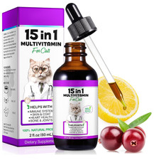 Cat Multivitamin,15 in 1 Cat Vitamins Liquid Drops Supplements for Heart Health,