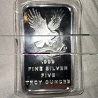 Silvertowne American Eagle 5 oz .999 Silver Bar Sealed in Plastic Landing Eagle