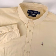 Ralph Lauren Yarmouth Mens Yellow Pinpoint Oxford Button Down Shirt 15.5 34/35
