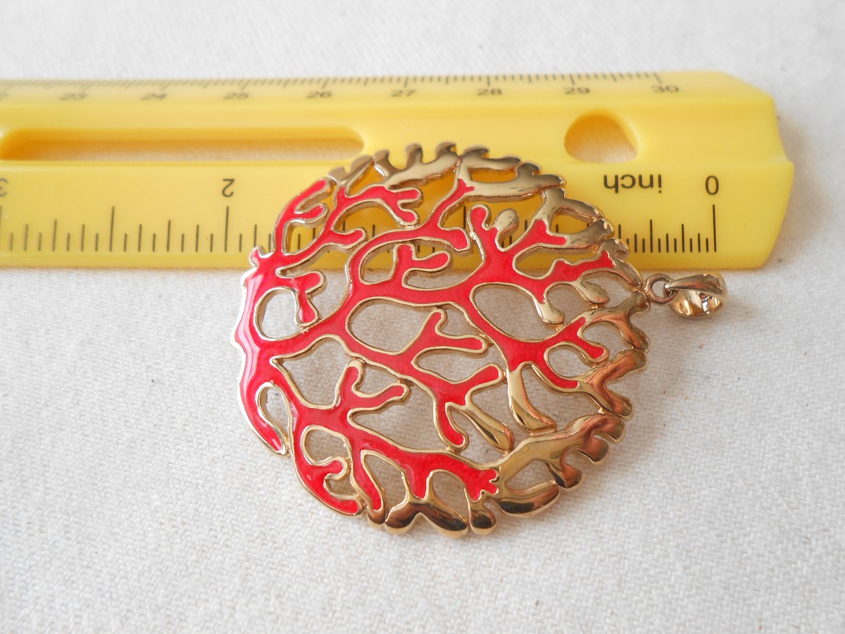 925 Sterling Silver GF Red Enamel Coral Pendant 124207 | eBay