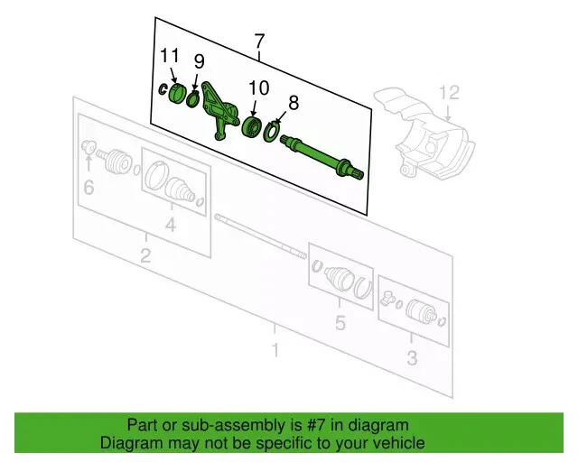 Conjunto de eje CV, medio 44500SJKJ00 para Honda Pilot Odyssey 2005 2006 2007 3,5 L Foto 4 de 4