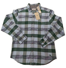 Tommy Bahama Shirt Mens Medium Blue Canyon Beach Flannel Plaid LS Logo 138