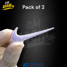 White Embroidered Swoosh 2.5" Embroidered Swoosh Patch Iron On Pack of 2