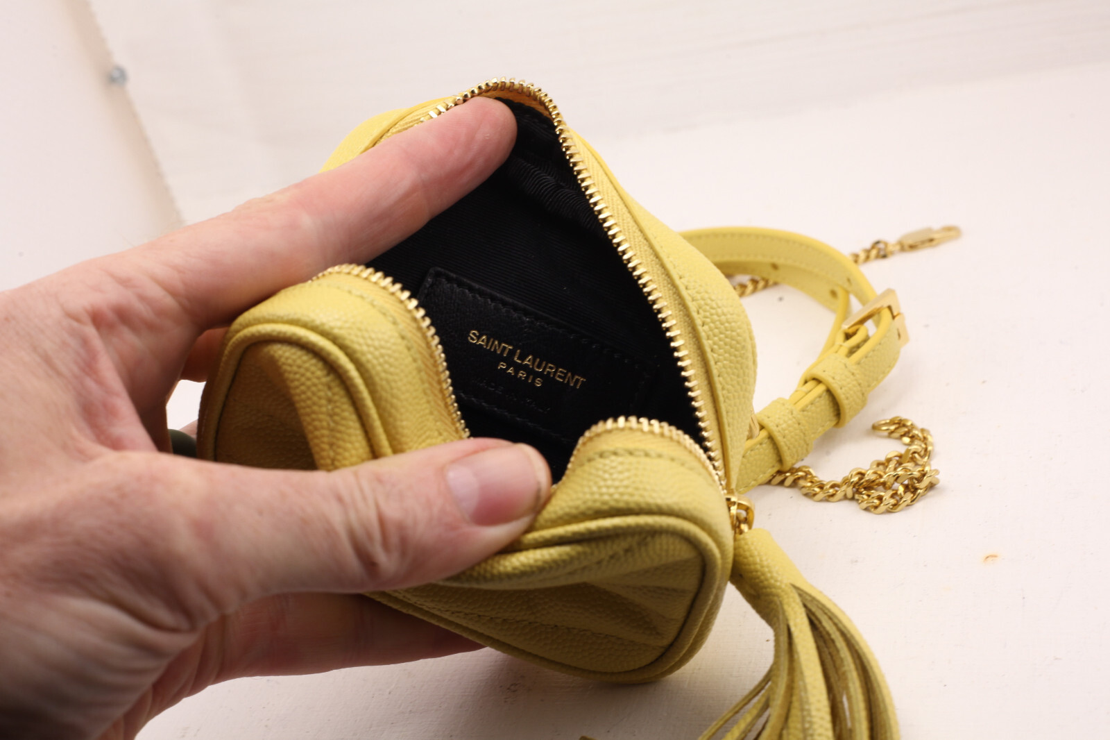 Borsa per fotocamera Saint Laurent Lou materasso in pelle cheveron bambino