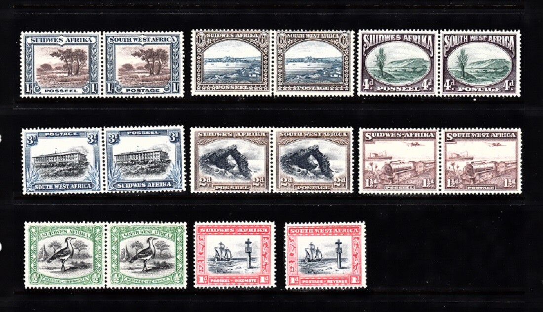 SOUTH AFRICA SC# 108, 110-115 PAIRS, 109 2 SINGLES - SEE PICTURE