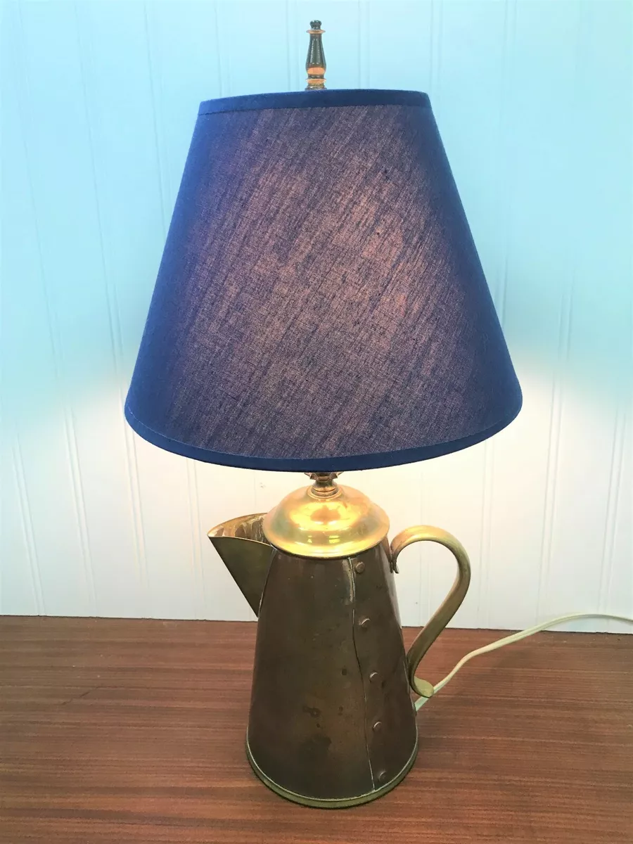 Vintage Brass Copper Rustic Table Lamp Pitcher eBay