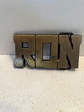 - Vintage 1980  s Brass Colored Belt Buckle Ron Name