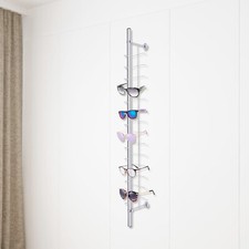10x Eyeglass Display Rod Rack Aluminium Wall-Mounted Sunglasses Storage Frame US